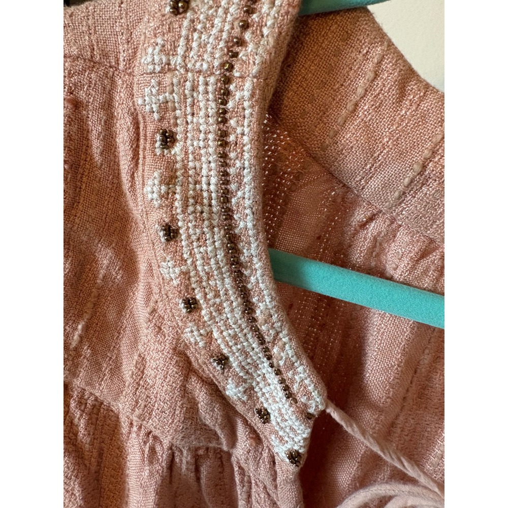 Altar'd State Boho Beaded Peasant Blouse Terracotta Bell Sleeve Top Small - Picture 2 of 6